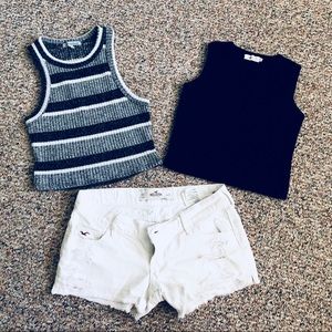 Bundle of 3 , 2 Crop Top + Size 00 W23 Shorts